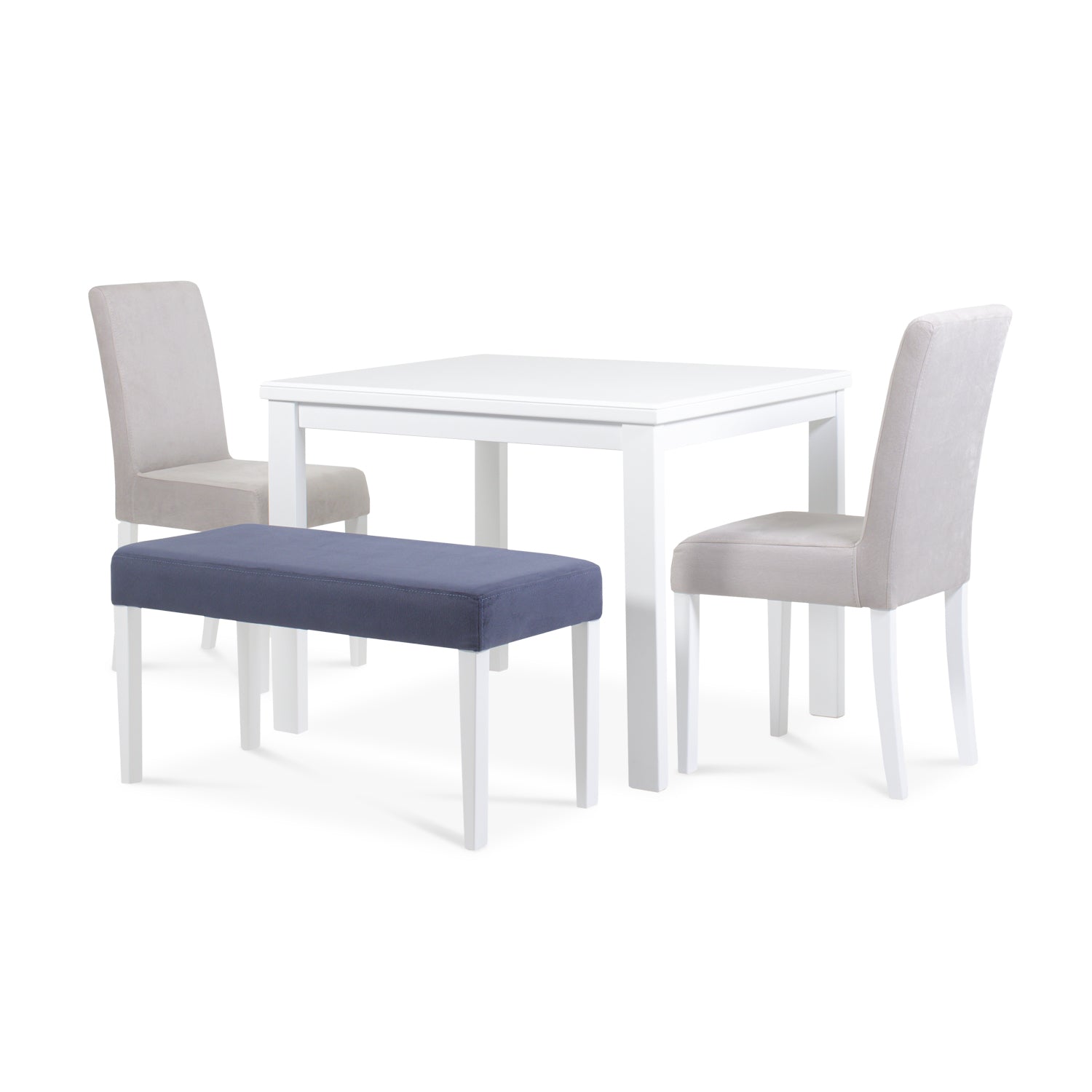 Comedor 4 Puestos Bruce Microfibra Gris, Blanco Poliuretano