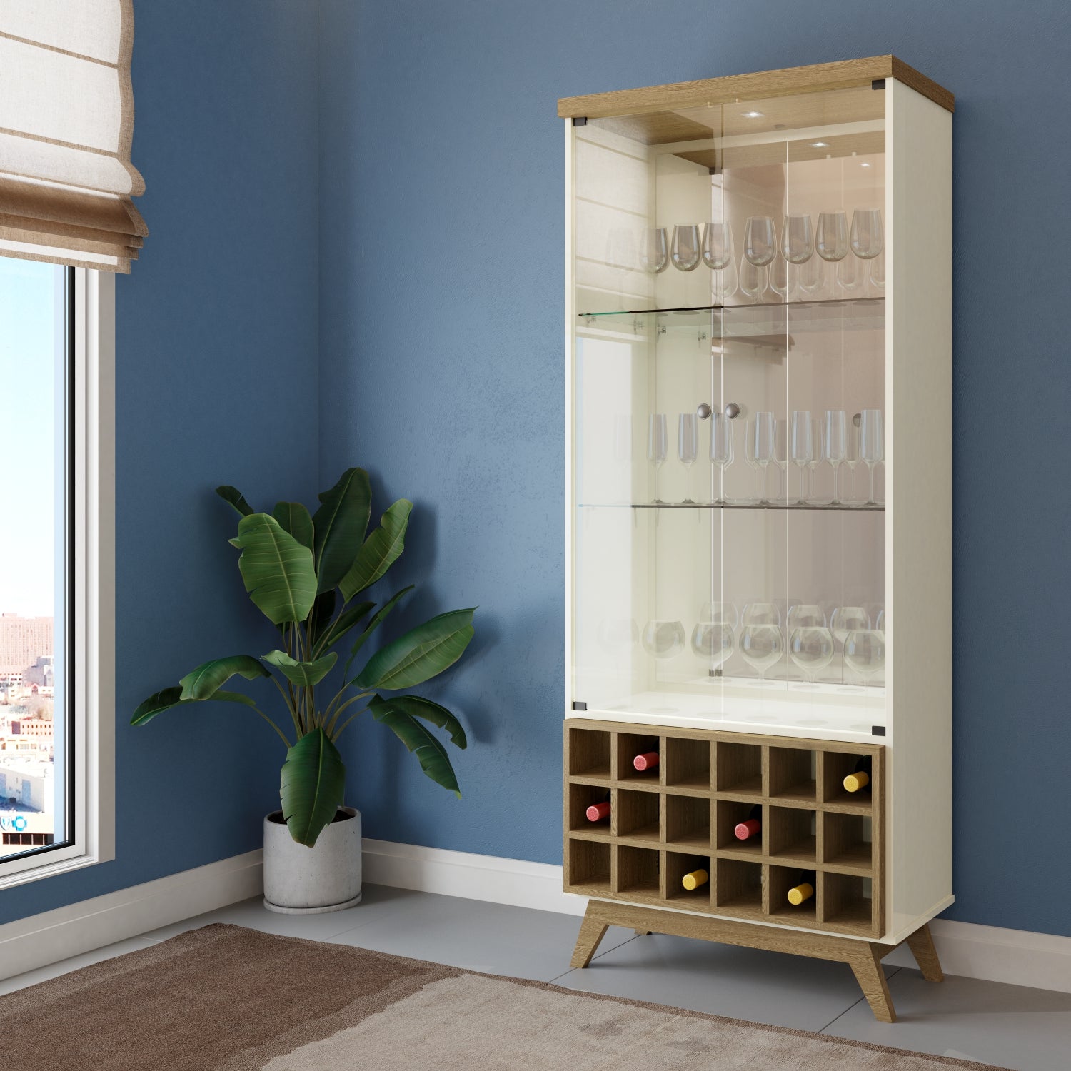 Vitrina Gales Off White, Natural 74X180X36