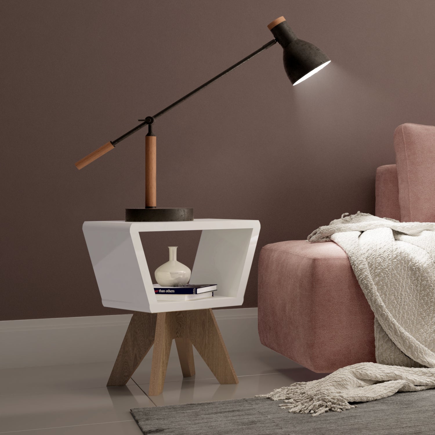 Mesa Auxiliar Ari Blanco, Natural**