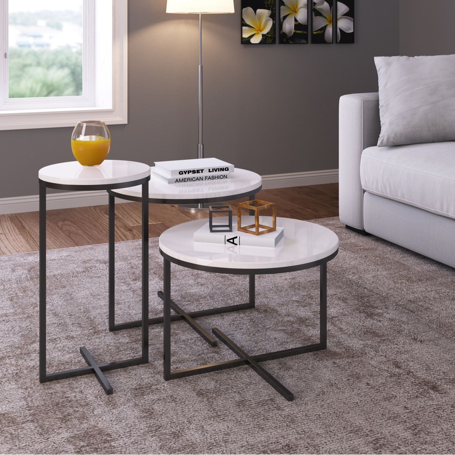 Set X3 Mesa Auxiliar Baru Blanco, Negro*