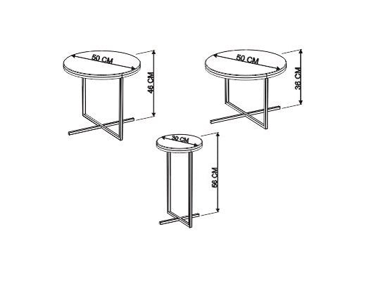 Set X3 Mesa Auxiliar Baru Negro, Bronce*