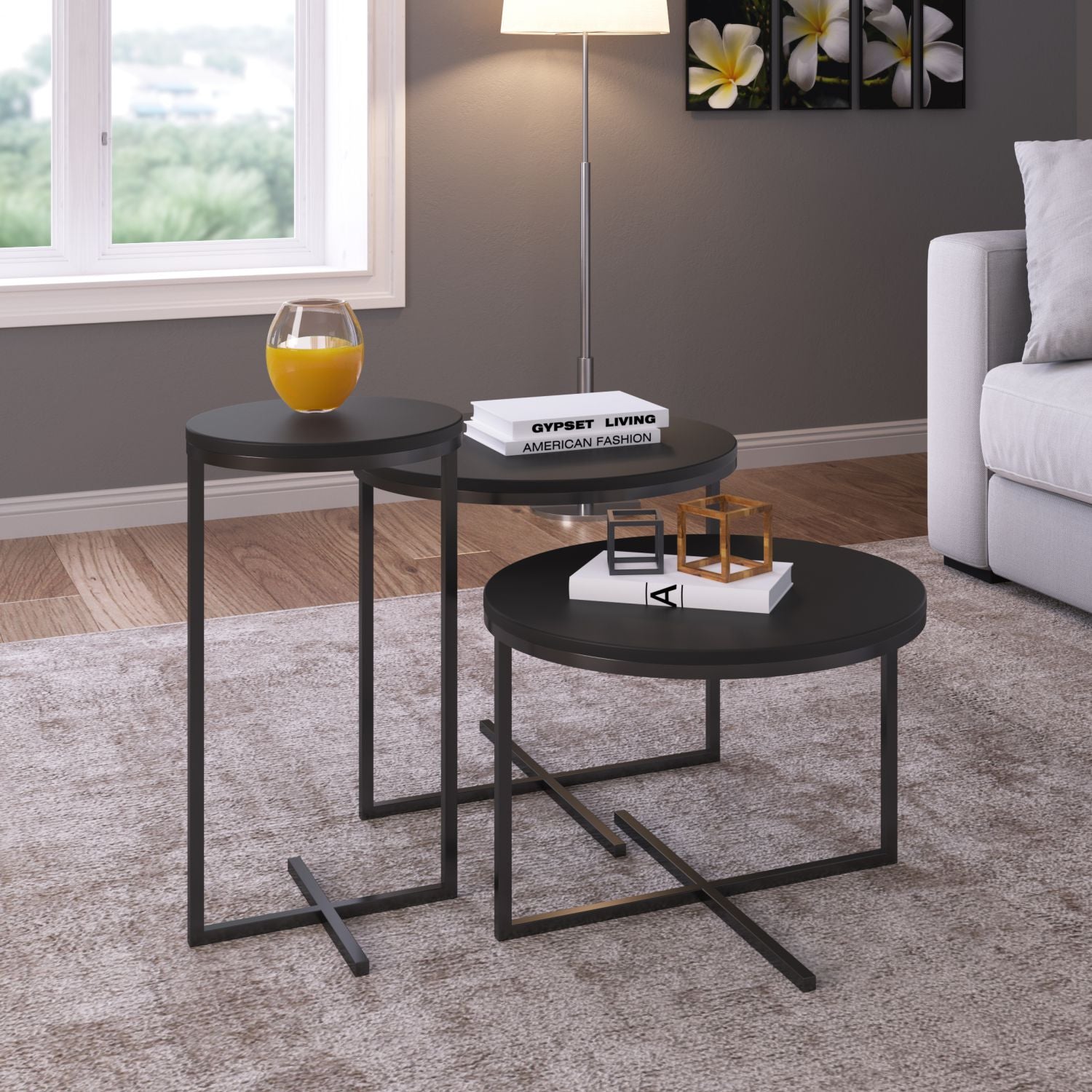 Set X3 Mesa Auxiliar Baru Negro*