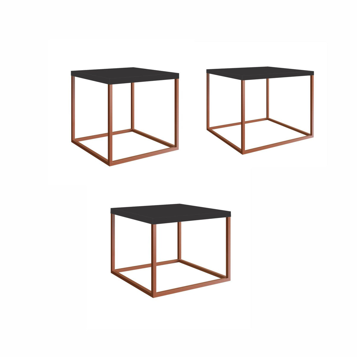 Set X3 Mesa Auxiliar Arizona Negro, Bronce*