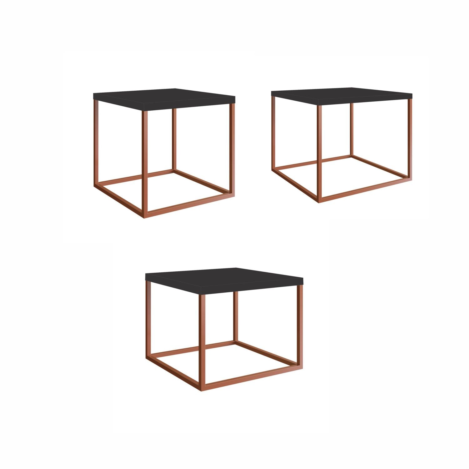 Set X3 Mesa Auxiliar Arizona Negro, Bronce*
