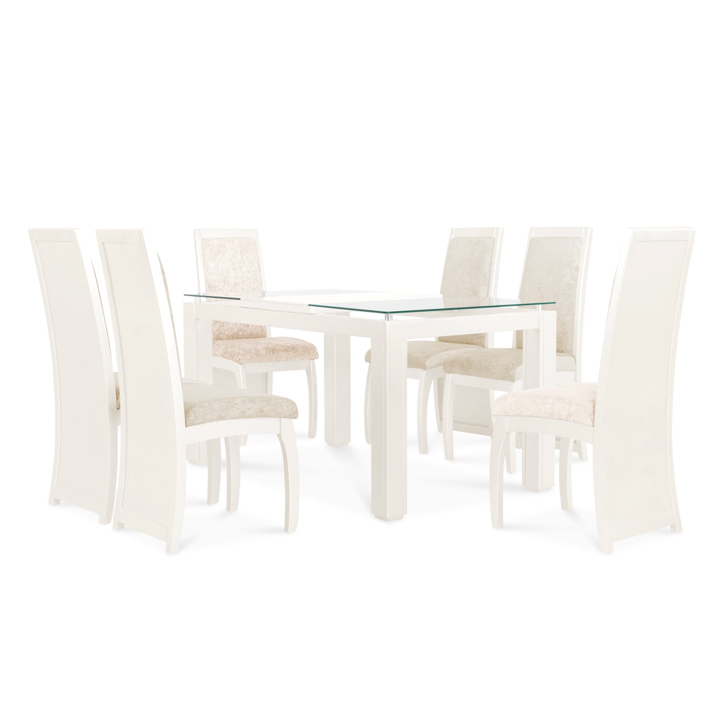 Comedor 6 Puestos Rusel Marfil, Blanco Perla