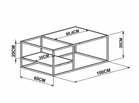 Mesa de Centro Palma Natural Oscuro, Negro