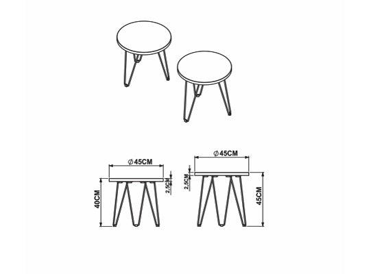 Set X 2 Mesa Auxiliar Ibiza Negro