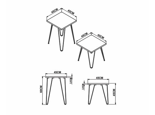 Set X 2 Mesa Auxiliar Bali Marmol, Bronce