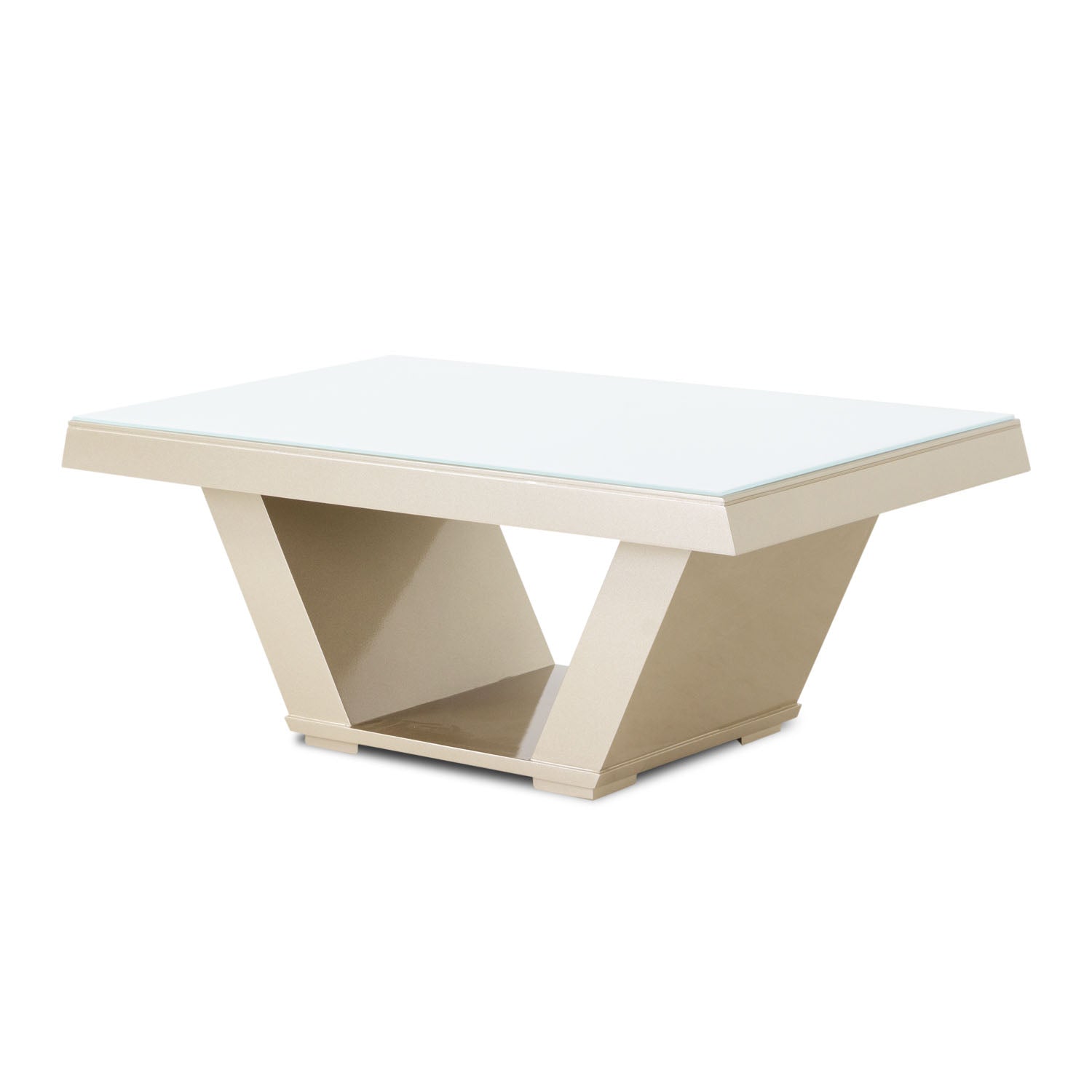 Mesa De Centro Bulgary Champaña  Ultraglass Poliuretano