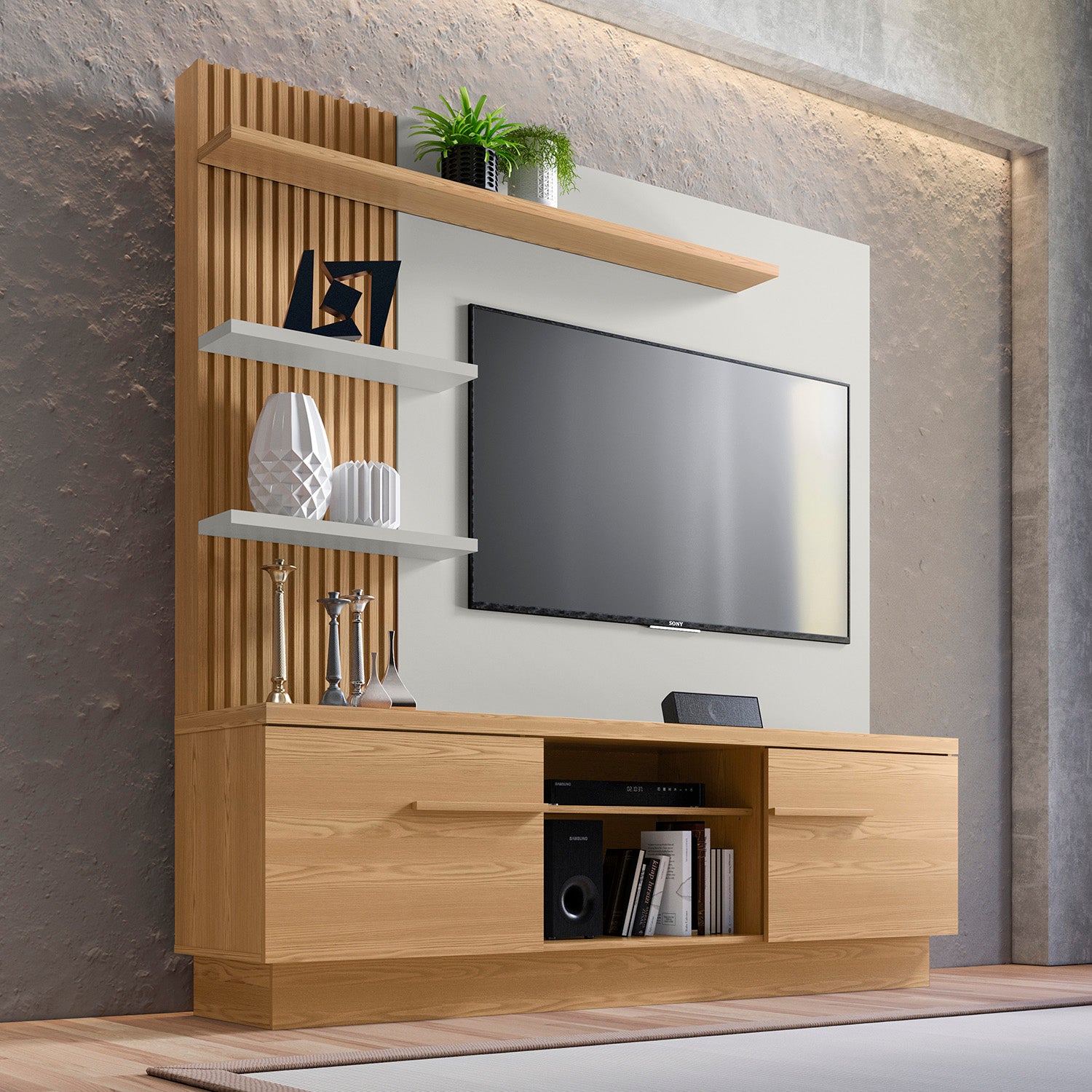 Centro de Entretenimiento Denzel Natural, Off White 180X188X40*