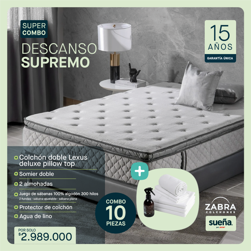 Colchón doble Lexus + 9 piezas por solo $2.989.000