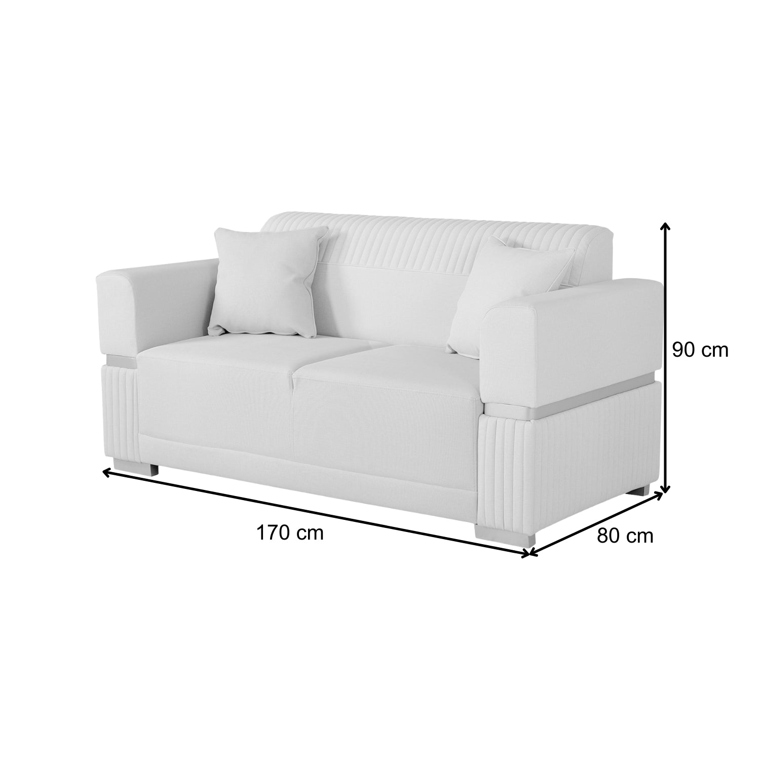 Sofá 2 Puestos Dhara Eurolino Blanco Puro, Champaña