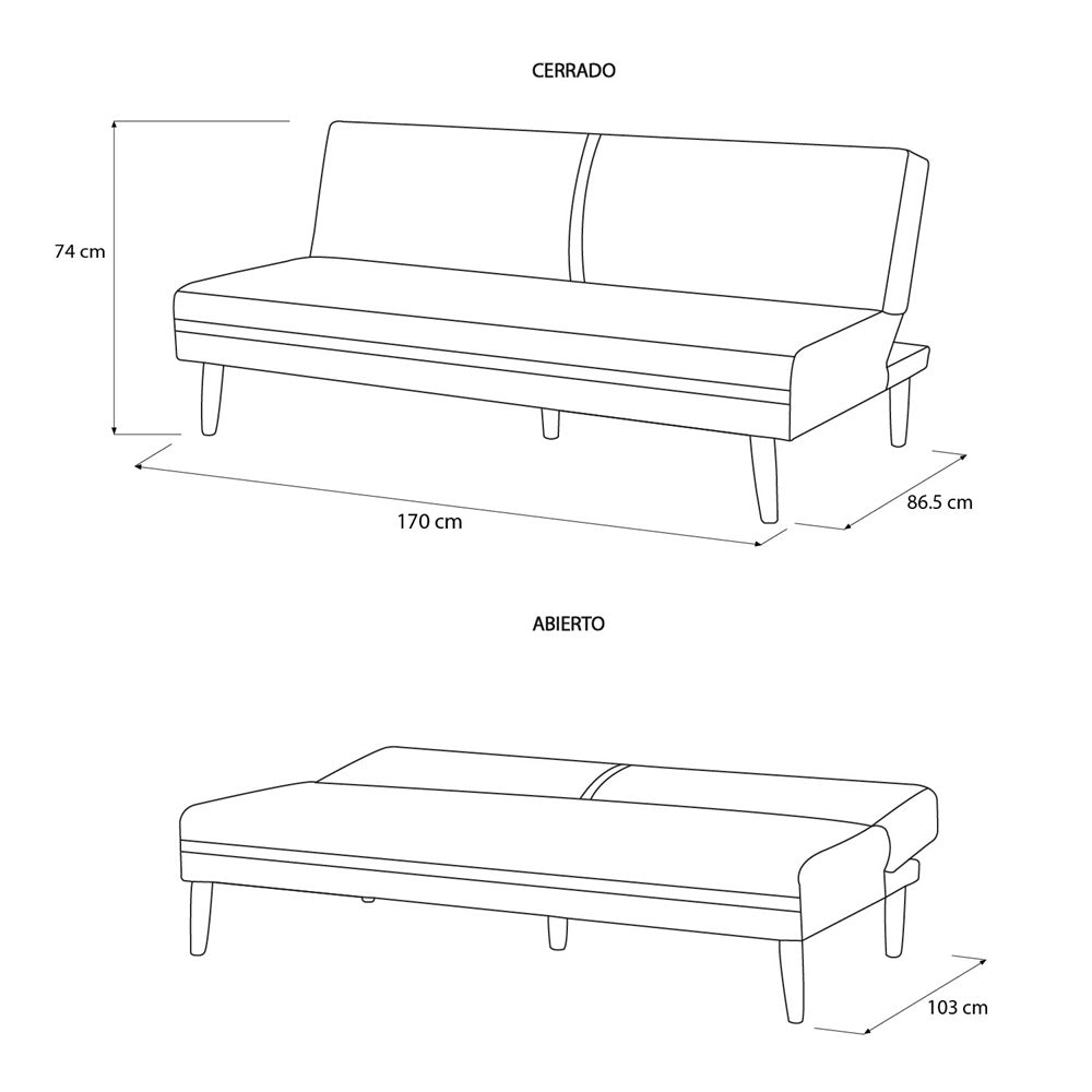 Sofá Cama Axxis Lino Klap Plata, Natural