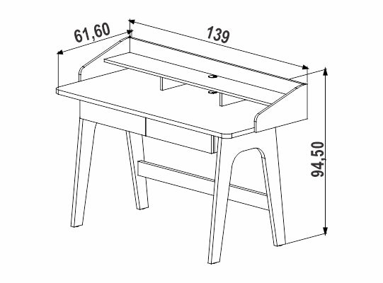 Escritorio Bilbao 139X95X62 Negro, Natural
