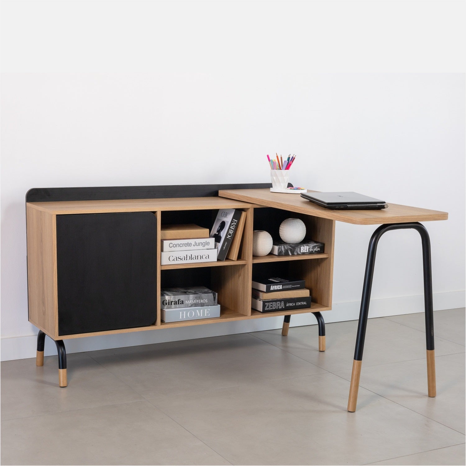 Escritorio Bilbao 148X78X47 Negro, Natural