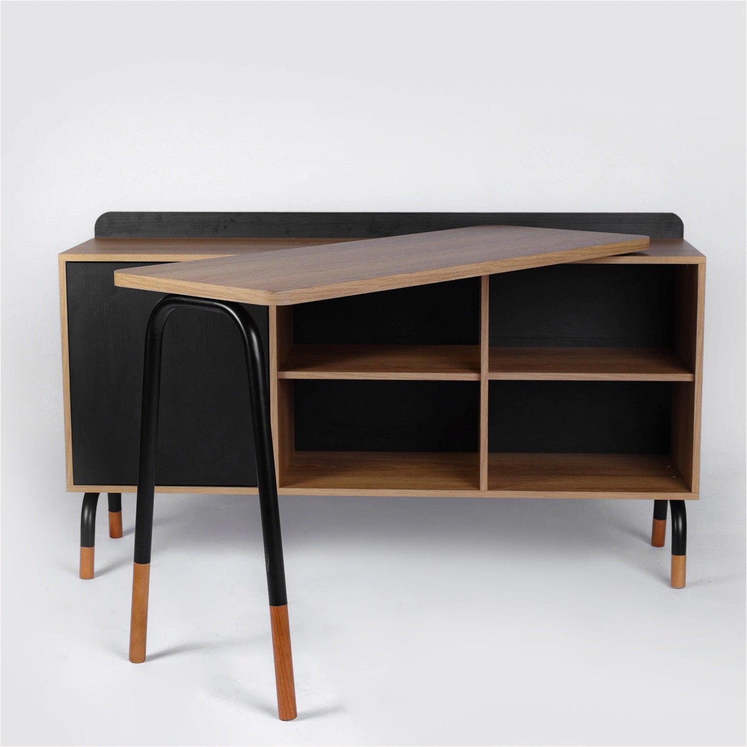 Escritorio Bilbao 148X78X47 Negro, Natural