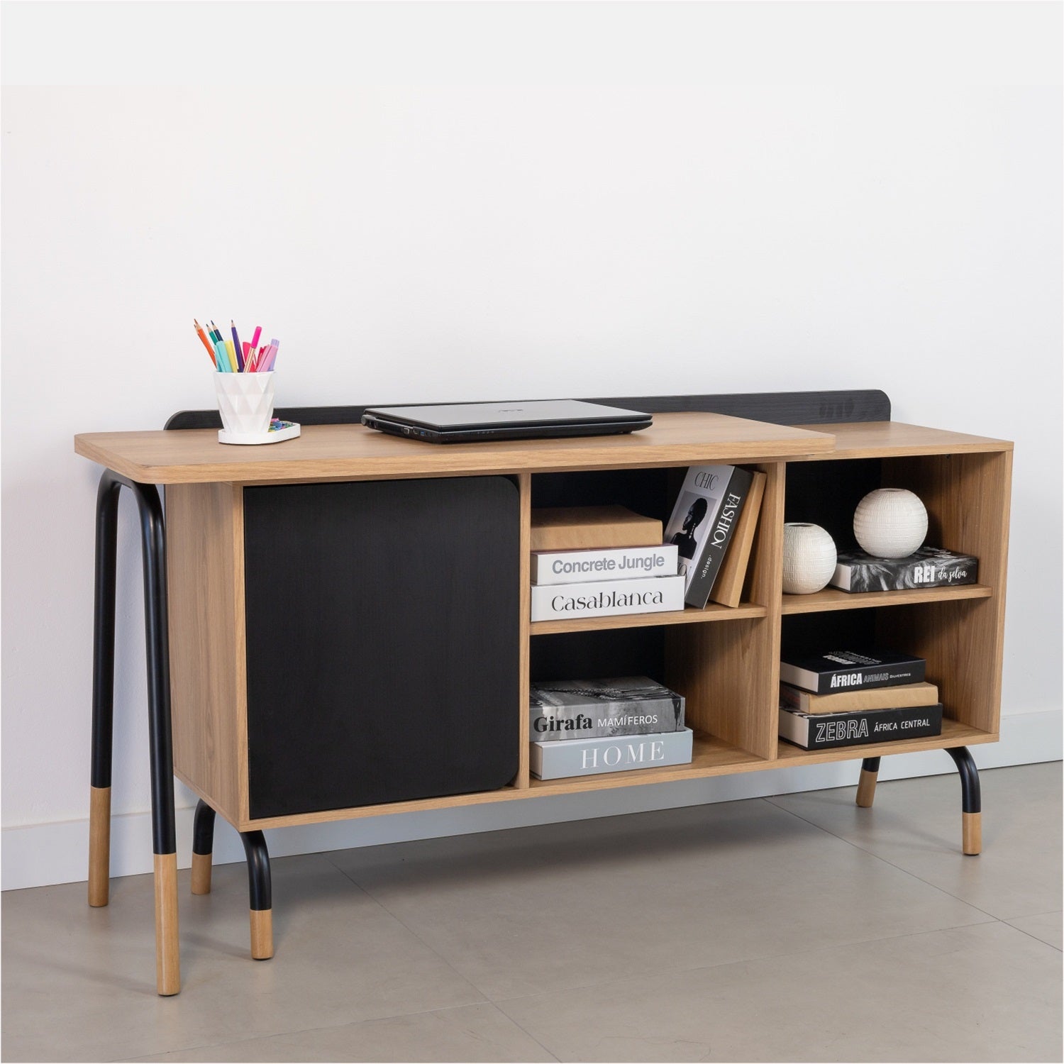 Escritorio Bilbao 148X78X47 Negro, Natural