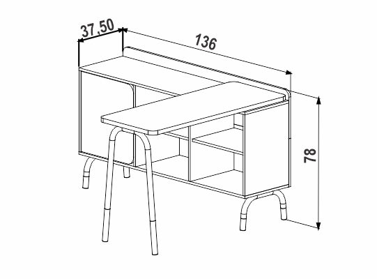 Escritorio Bilbao 148X78X47 Negro, Natural