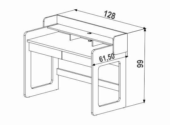 Escritorio Bilbao 128X99X61 Negro, Natural
