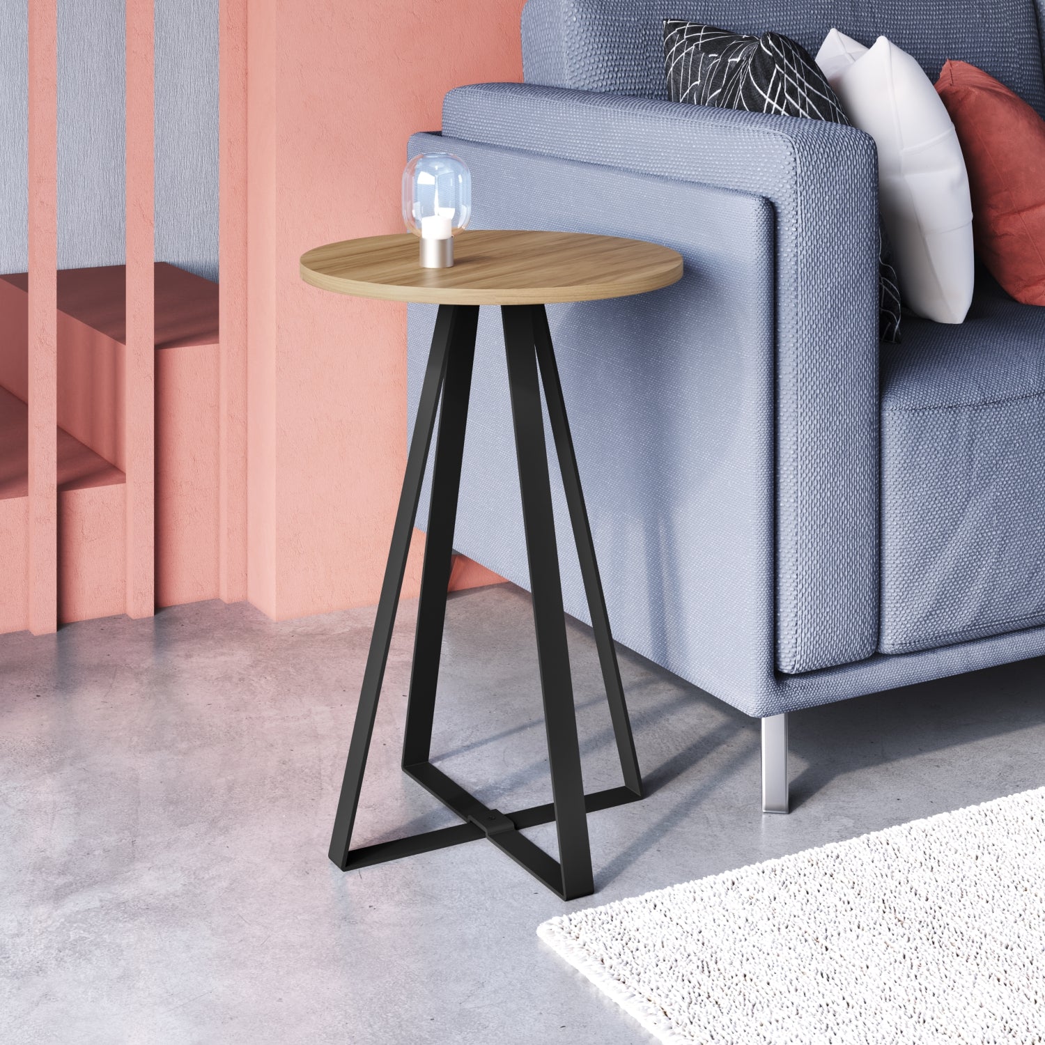 Mesa Auxiliar Alba 40X60X40 Natural, Negro