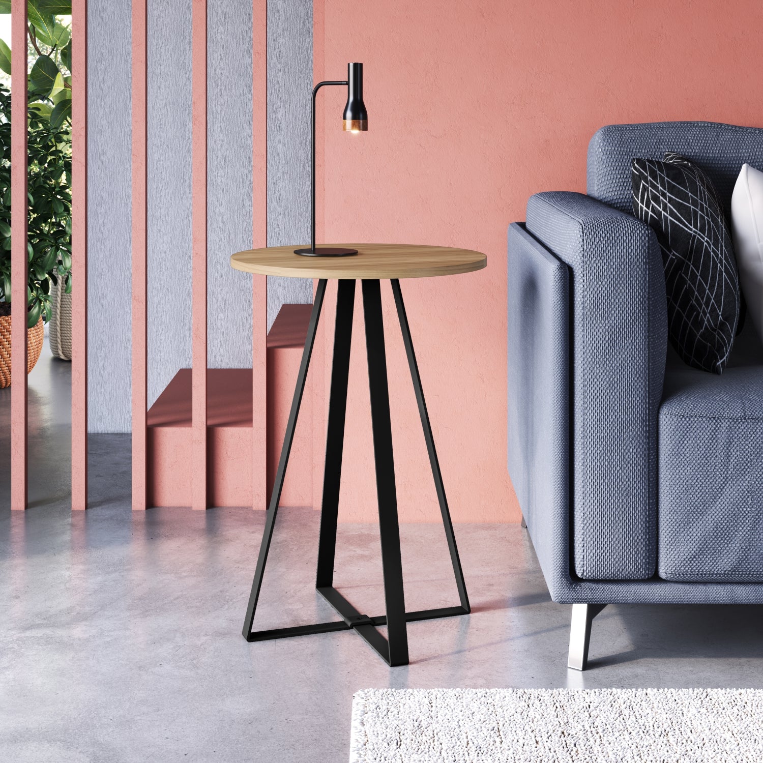 Mesa Auxiliar Alba 45X65X45 Natural, Negro