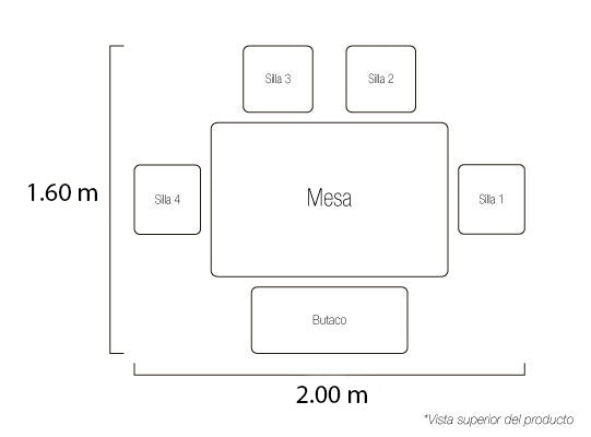 Comedor 6 Puestos Walcot Eurolino Blanco Puro, Champaña