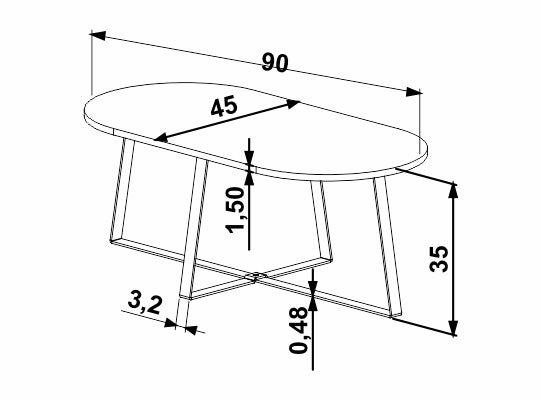 Mesa De Centro Alba 90X35X45 Natural, Negro