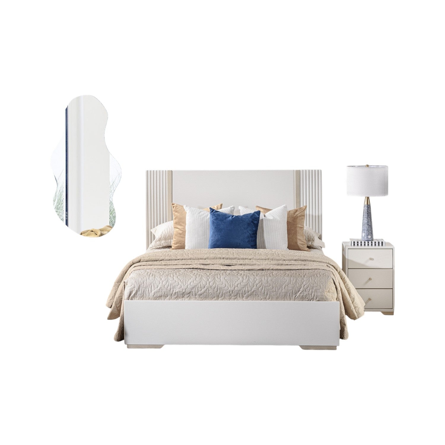 Alcoba Semi Doble Almeira Greige, Champaña