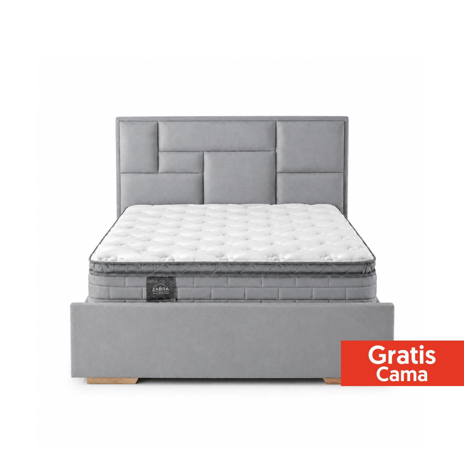 Colchón Doble Aurora Pillow Top + Gratis Cama Gris  + 2 Almohadas