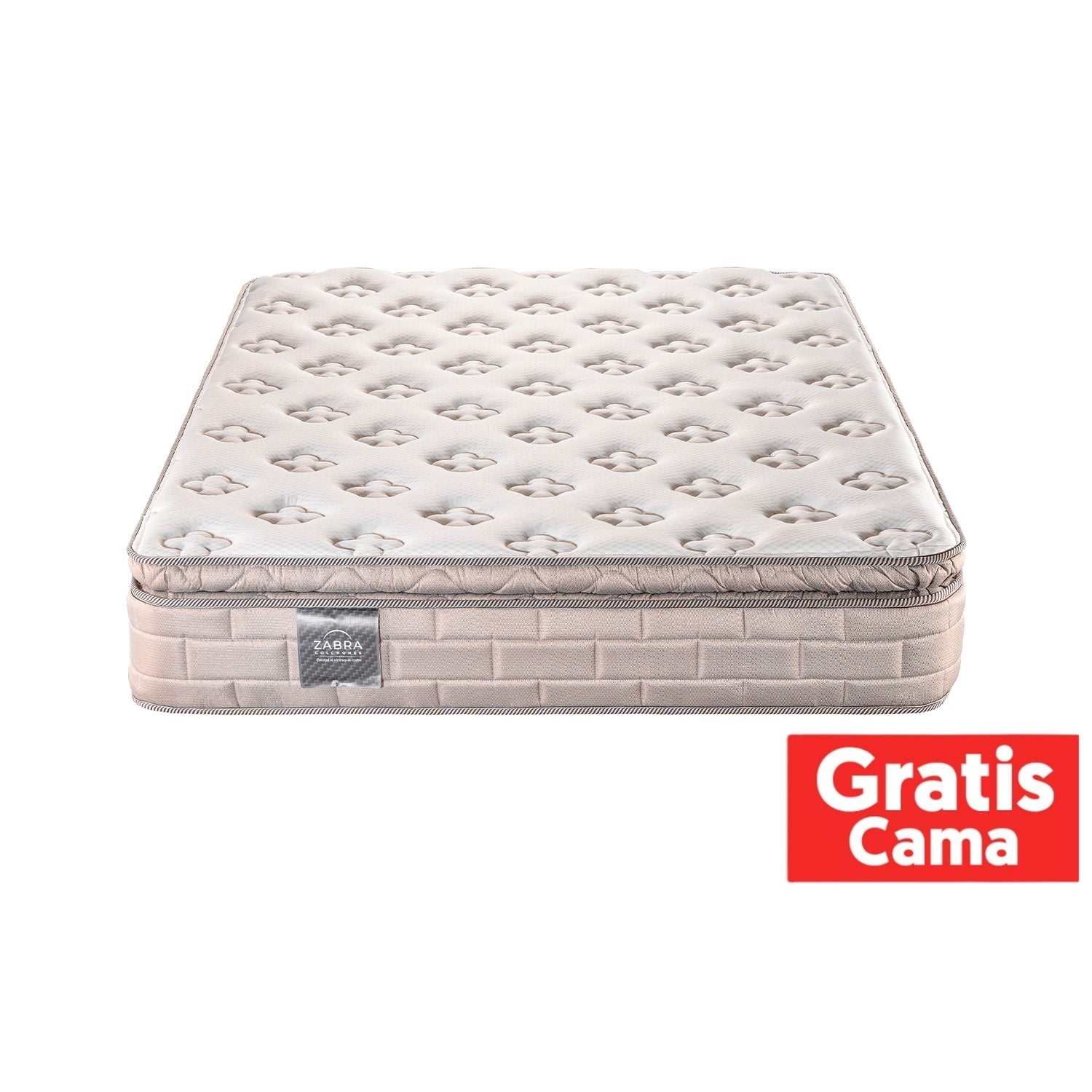 Combo Colchón Doble Aurora Pillow Top (Garantía 15 Años) + Cama Beige