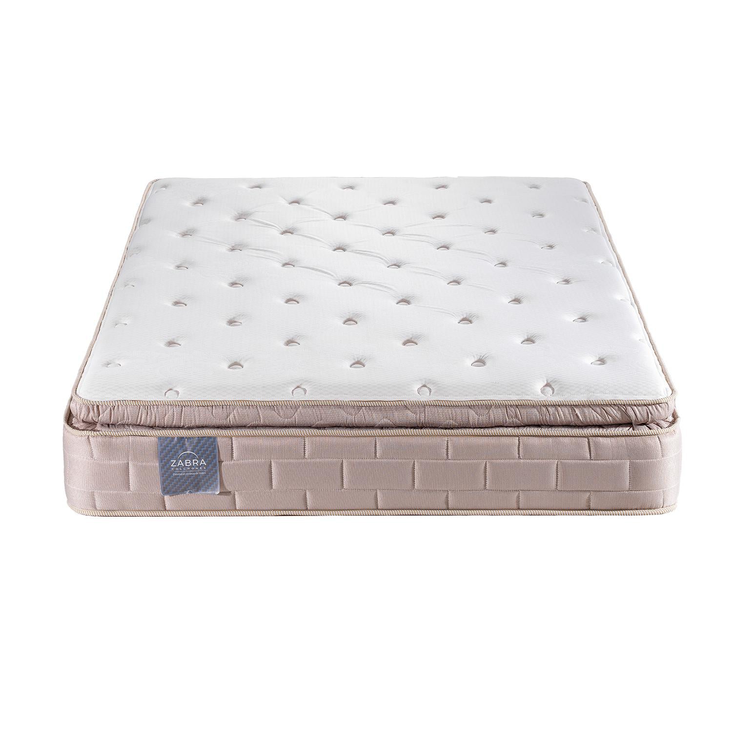 Combo Colchón Doble Aurora Pillow Top (Garantía 15 Años) + Cama Beige