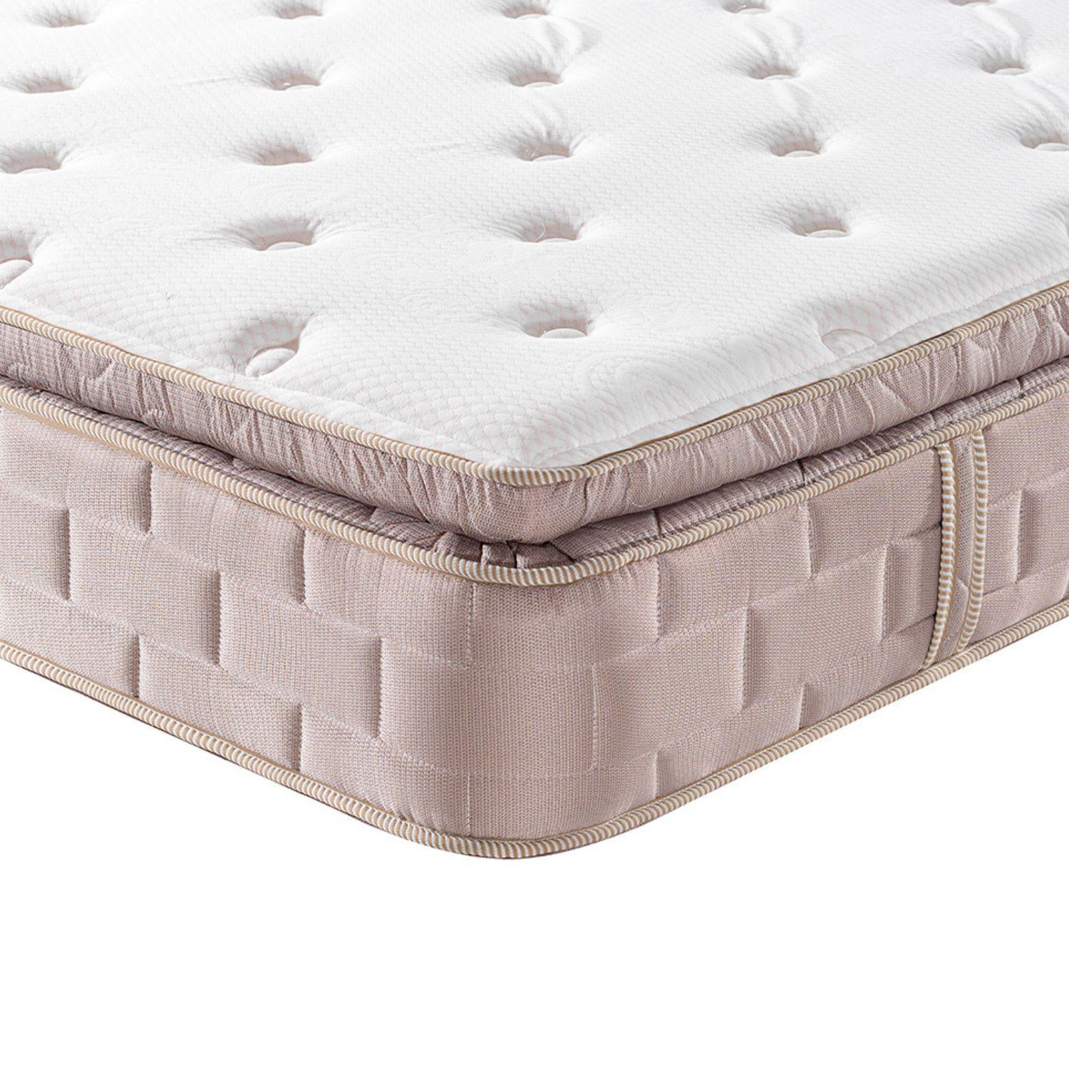 Combo Colchón Doble Aurora Pillow Top (Garantía 15 Años) + Cama Beige