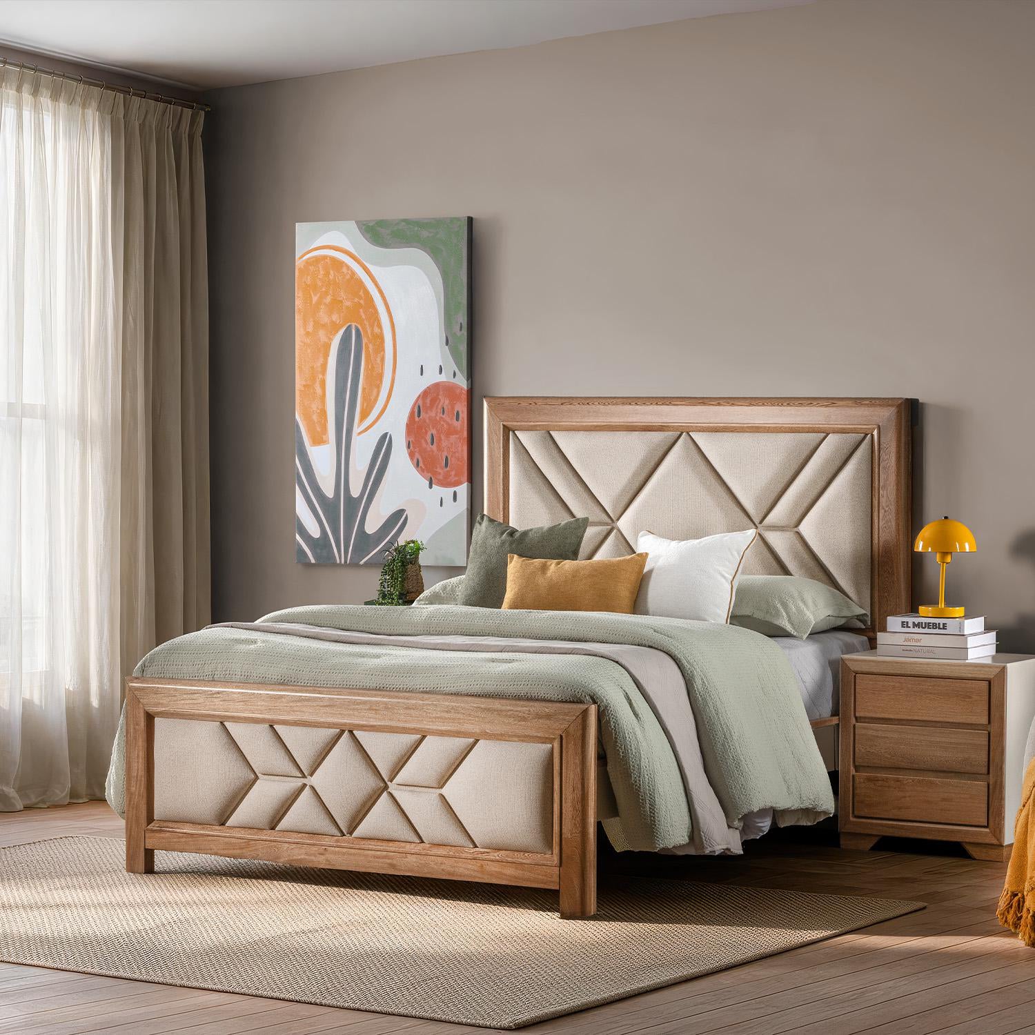 Cama Queen Marriot Beige, Natural