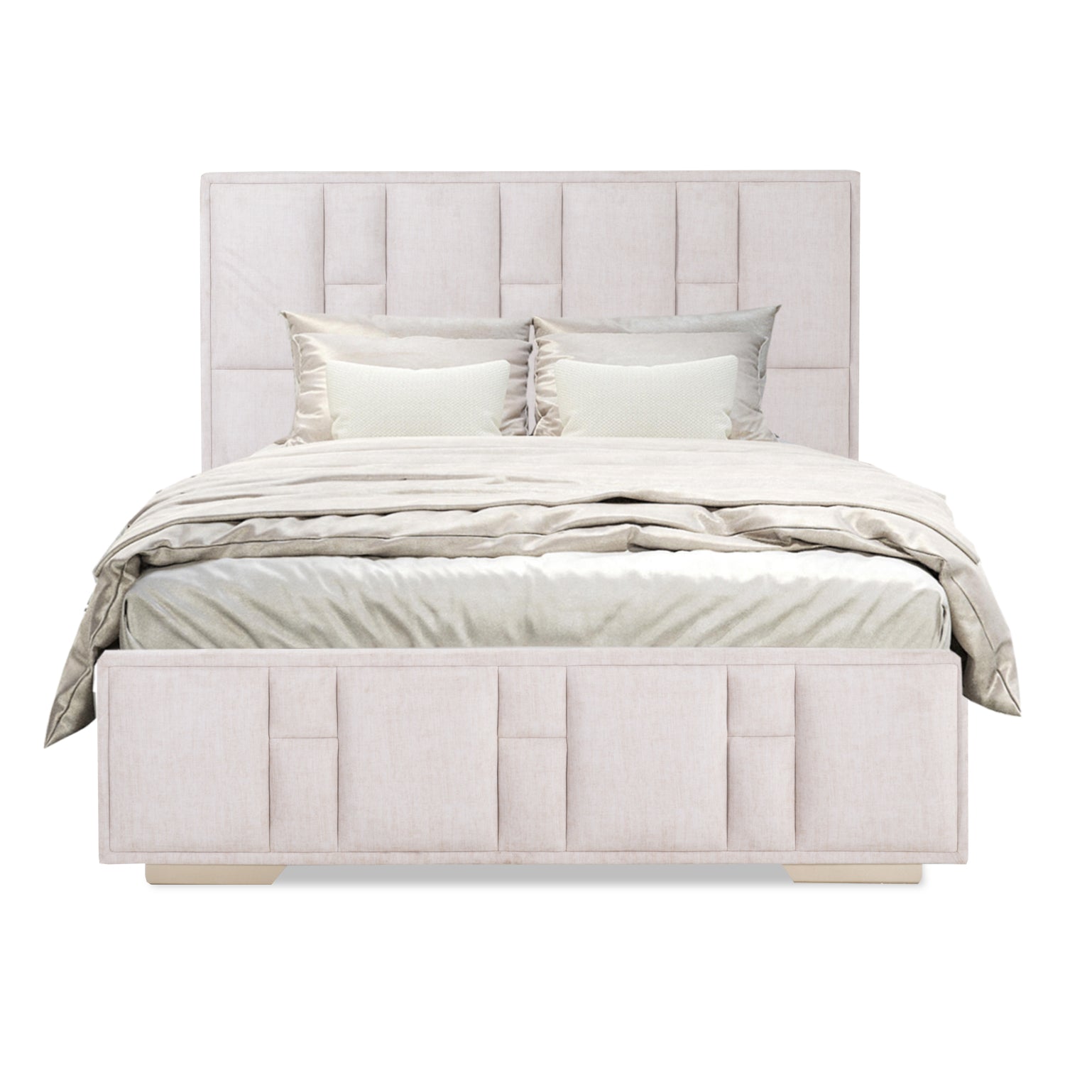Cama Doble Thymon Velvet Beige, Champaña