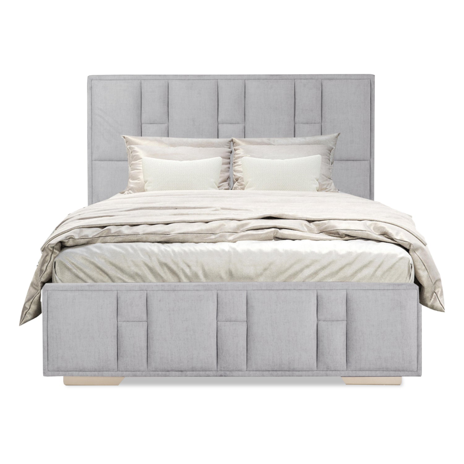 Cama Doble Thymon Velvet Gris, Champaña