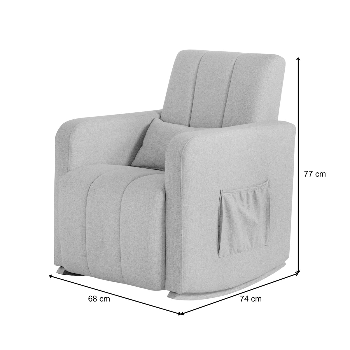 Poltrona Mecedora Clio Lino Klap Gris, Natural
