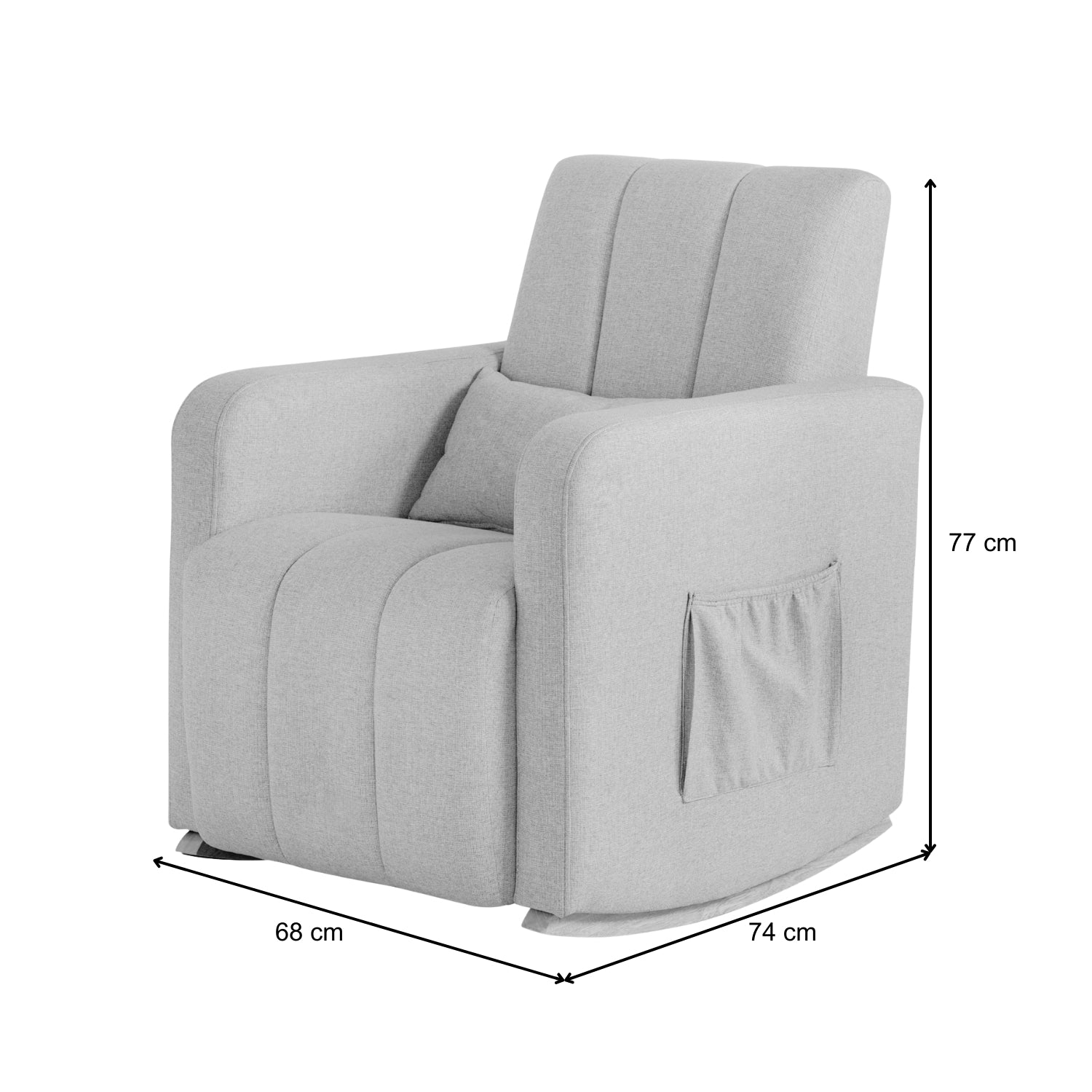 Poltrona Mecedora Clio Lino Klap Gris, Natural