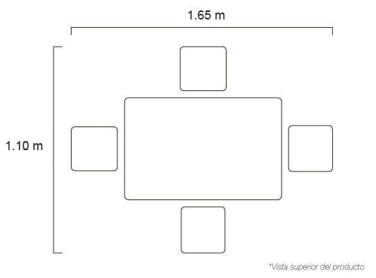Comedor 4 Puestos Line Eurolino Gaira Plata 4 Sillas