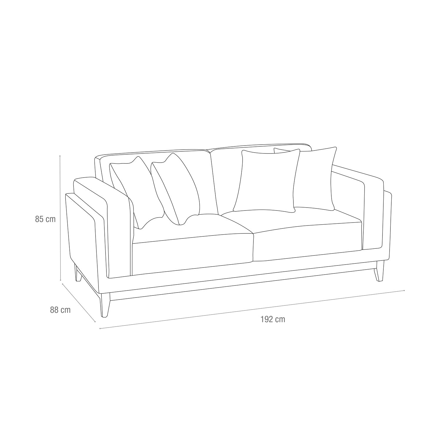 Sofá 2 Puestos Denise Lino Verona Beige, Natural