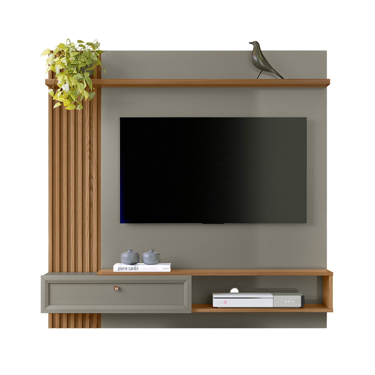 Panel De Tv Pier 133X132X31 Natural, Gris