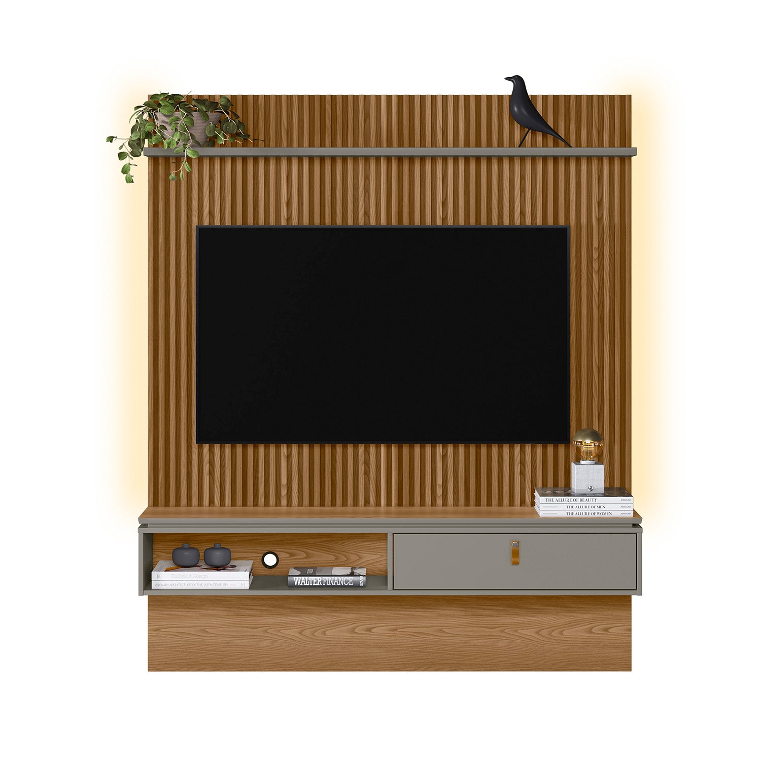 Panel De Tv Juli 155X185X33 Natural, Gris