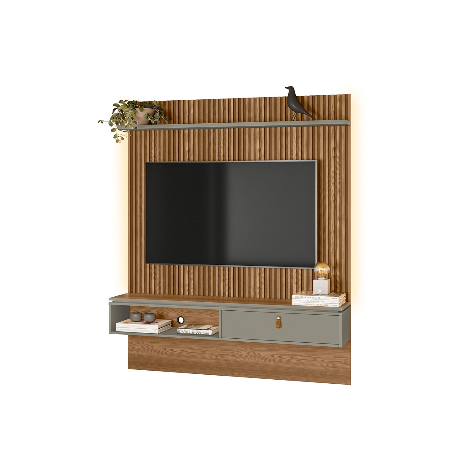 Panel De Tv Juli 155X185X33 Natural, Gris