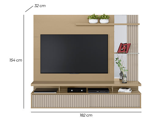Panel De Tv Denver 182X154X32 Champaña, Off White