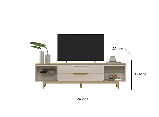 Mesa De Tv Lila 218X60X38 Champaña, Off White