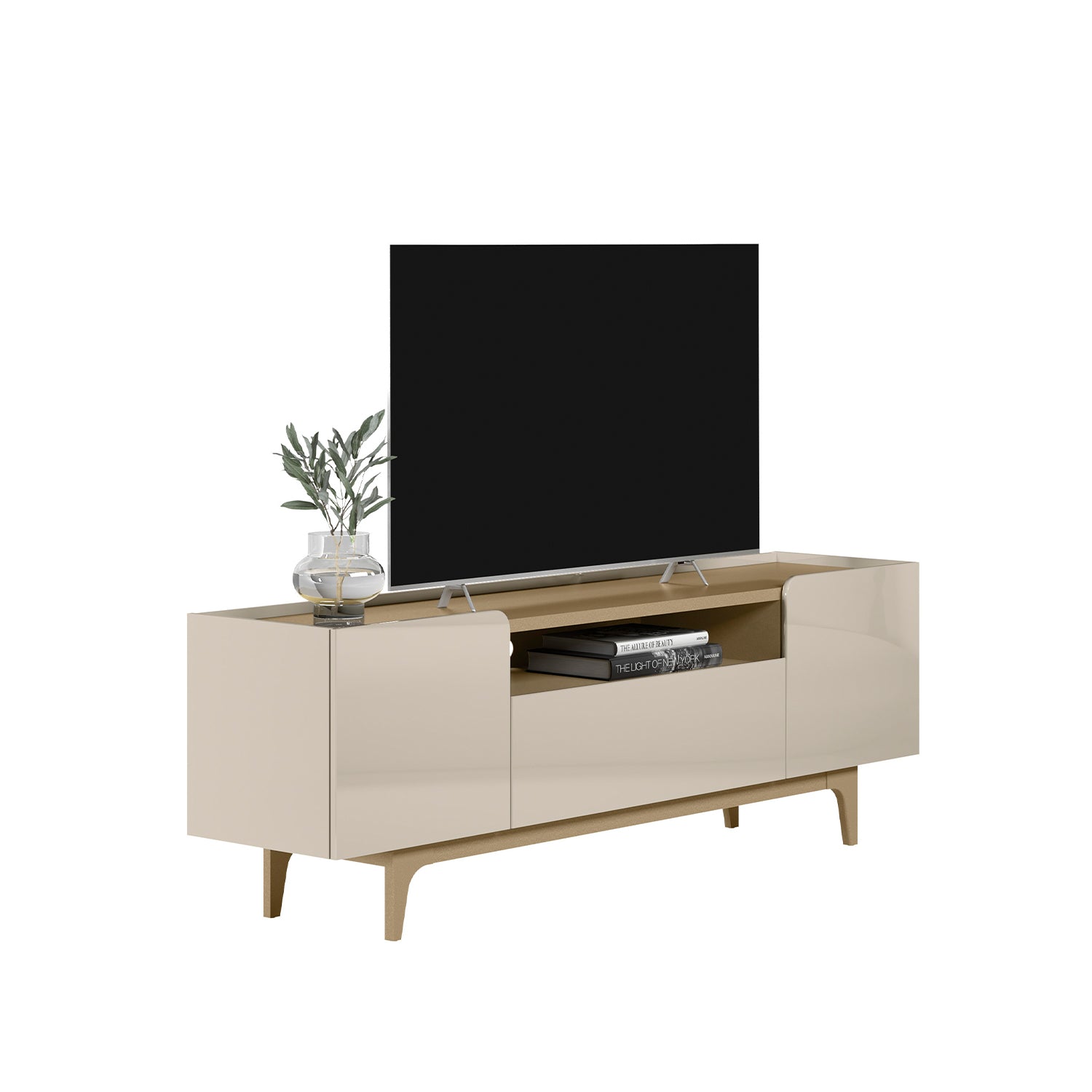 Mesa De Tv Lazo 180X60X40 Champaña, Off White