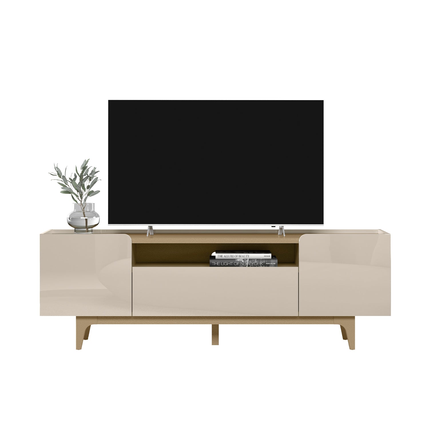 Mesa De Tv Lazo 180X60X40 Champaña, Off White