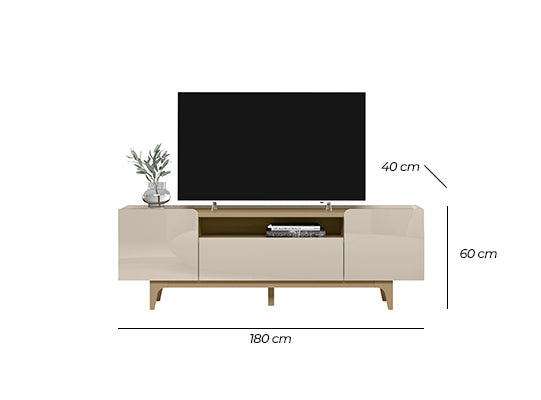 Mesa De Tv Lazo 180X60X40 Champaña, Off White