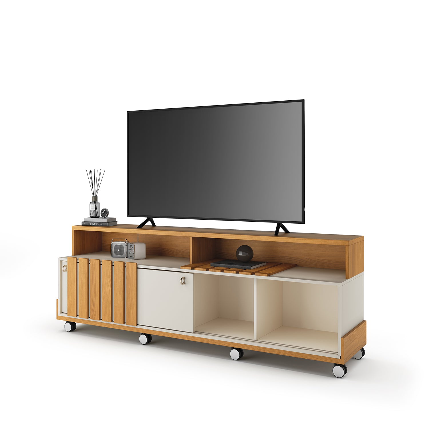 Mesa De Tv Gael 180X65X40 Natural, Off White