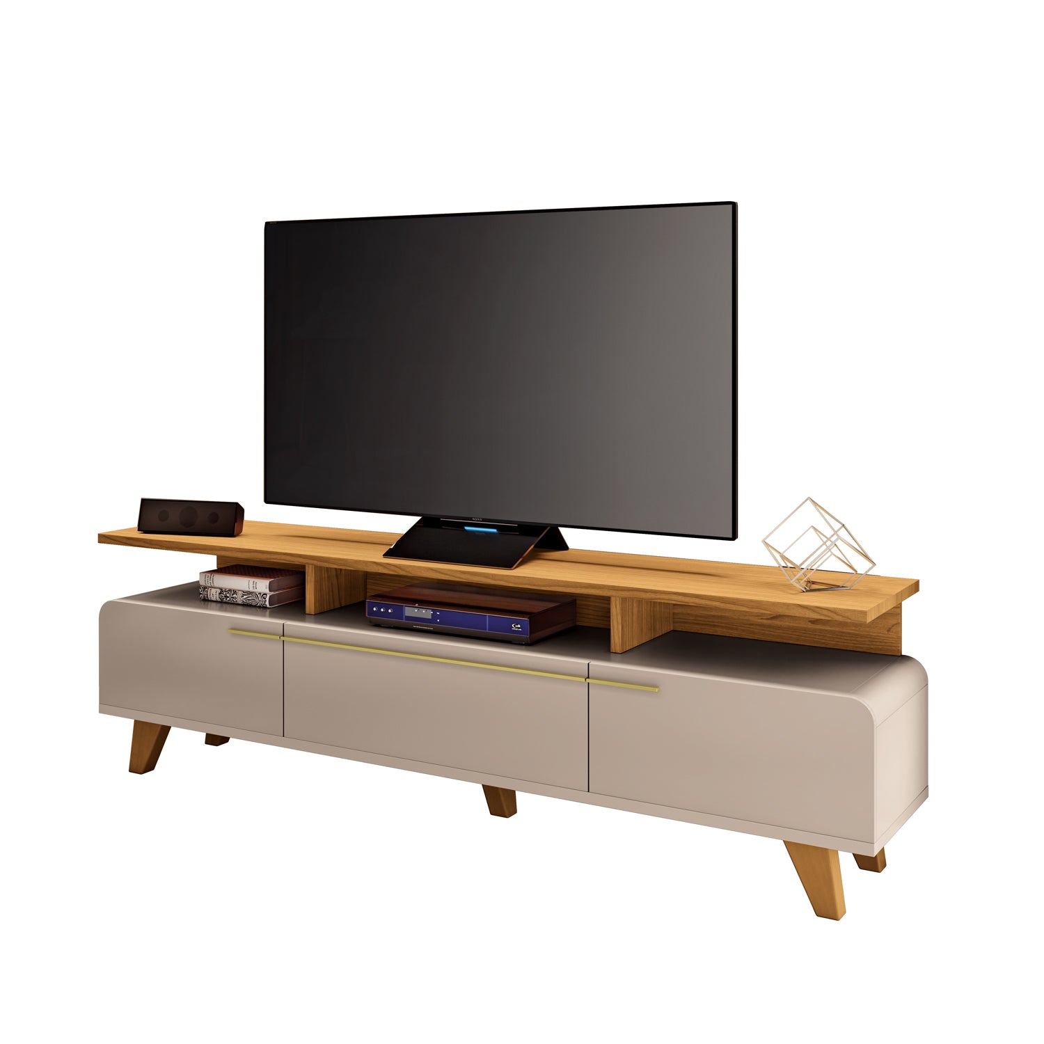 Mesa De Tv Glem 200X60X36 Natural, Off White