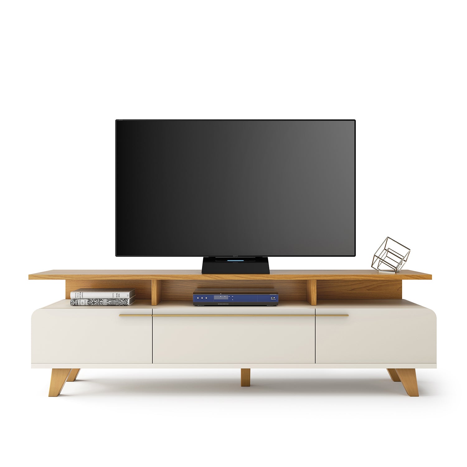 Mesa De Tv Glem 200X60X36 Natural, Off White